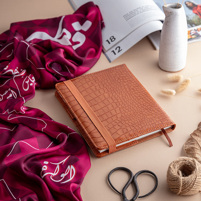 Combo QND Collection :  Luxury Notebook file with Silk Scarf مجموعة الغالي يرخص له(٢)
