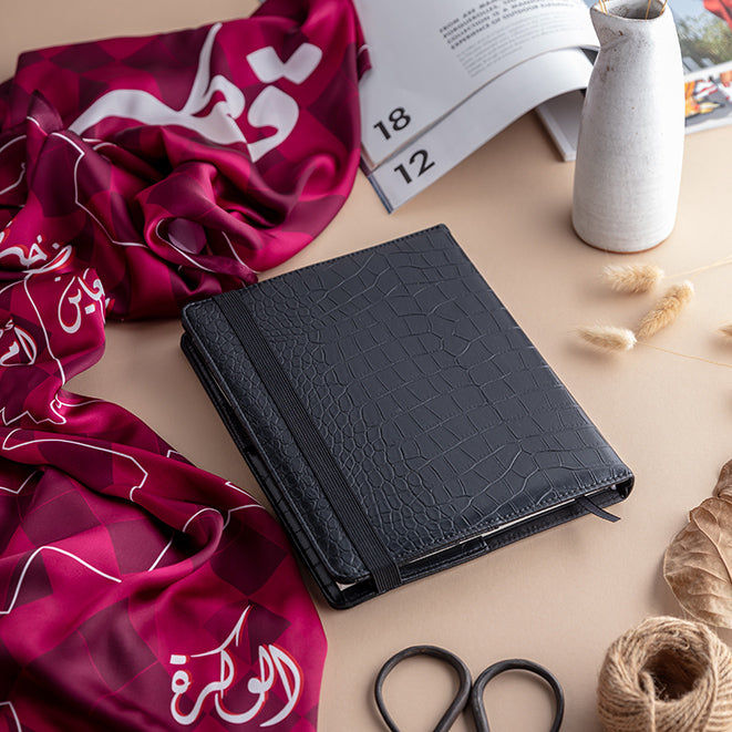 Combo QND Collection :  Luxury Notebook file with Silk Scarf مجموعة الغالي يرخص له(٢)