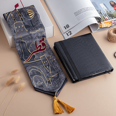 Combo QND Collection :  Luxury Notebook file with Satin Scarf مجموعة الغالي يرخص له(١)