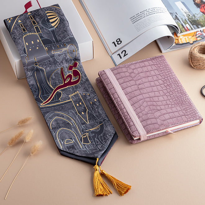 Combo QND Collection :  Luxury Notebook file with Satin Scarf مجموعة الغالي يرخص له(١)