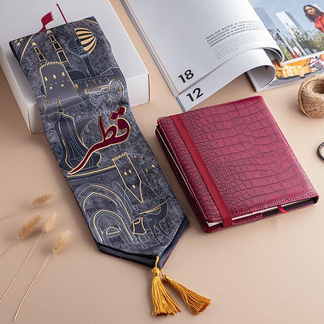 Combo QND Collection :  Luxury Notebook file with Satin Scarf مجموعة الغالي يرخص له(١)